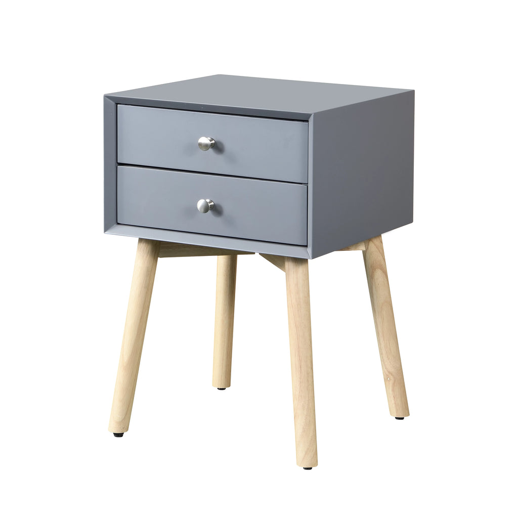 2 Drawer Rubber Wood Side Table V253