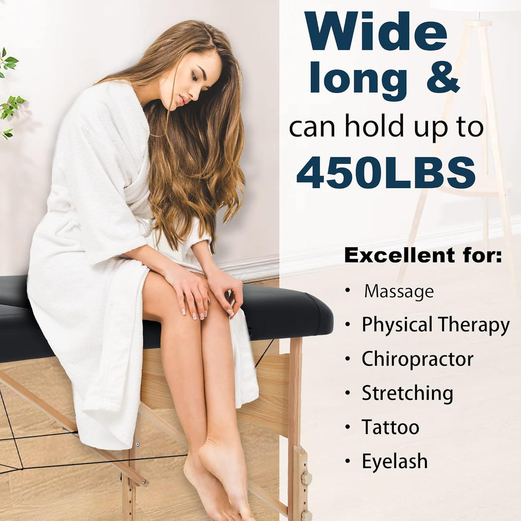 Portable 84 Inch 2 Folding Lightweight Massage Table with Carry Case M48918