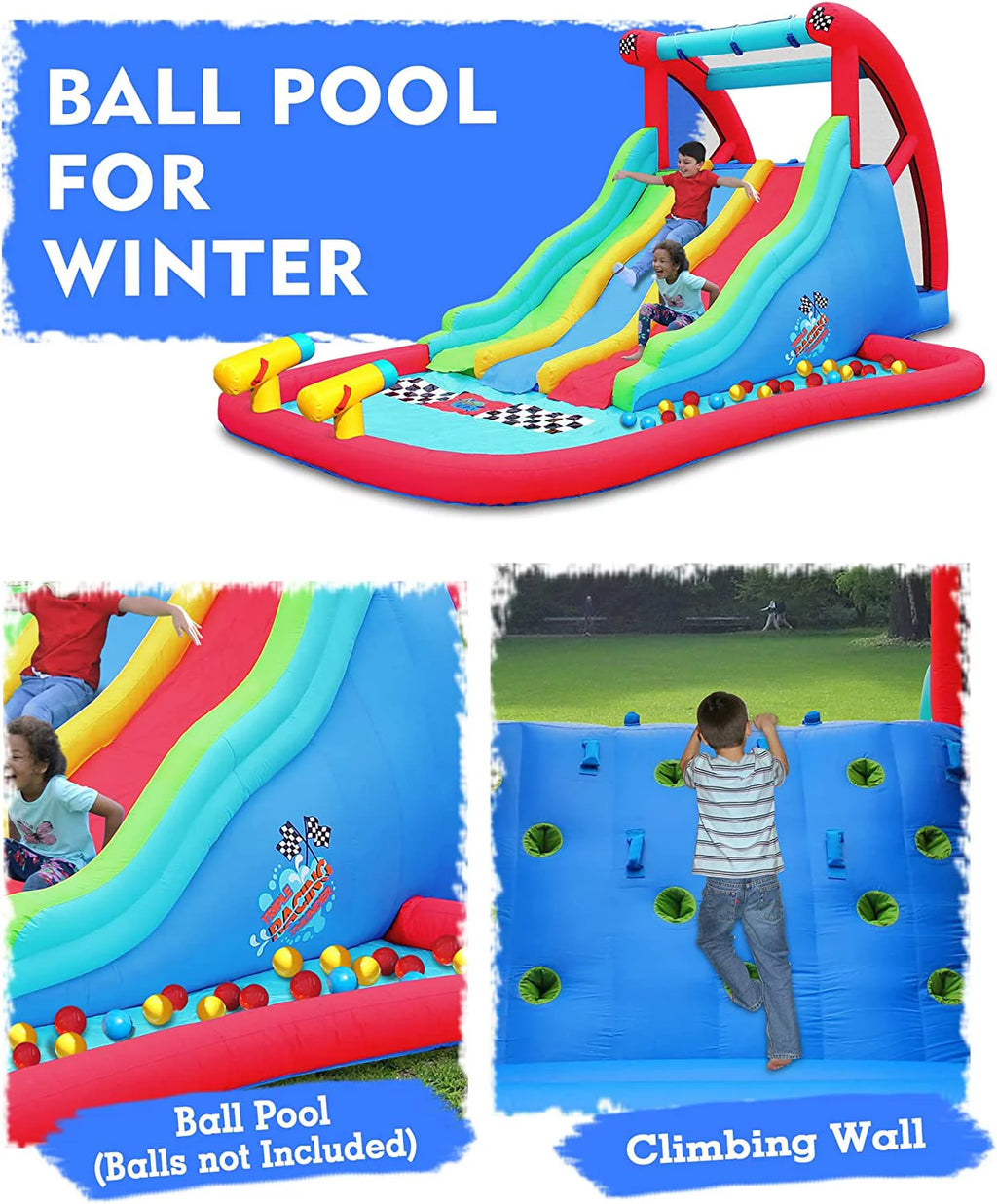 Inflatable Water Slide with Climbing Wall and Pool C998