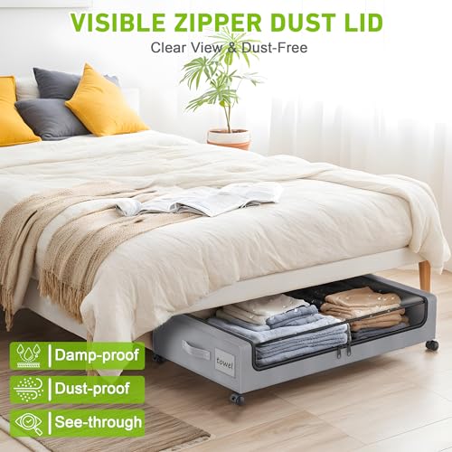 Black 2-Pack XXL 60L Rolling Metal Under Bed Storage Bins with Lids O175514