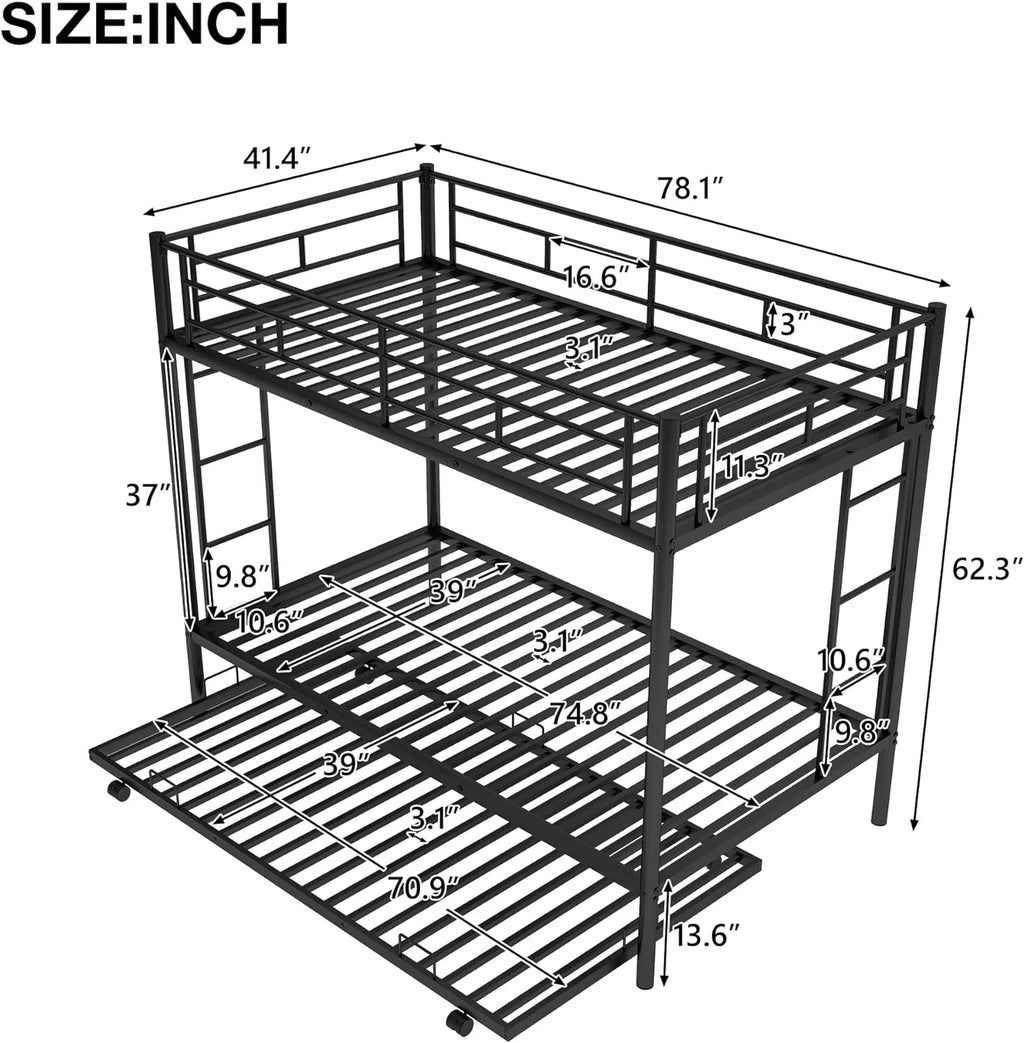Black Metal Trundle Bunk Bed D97885