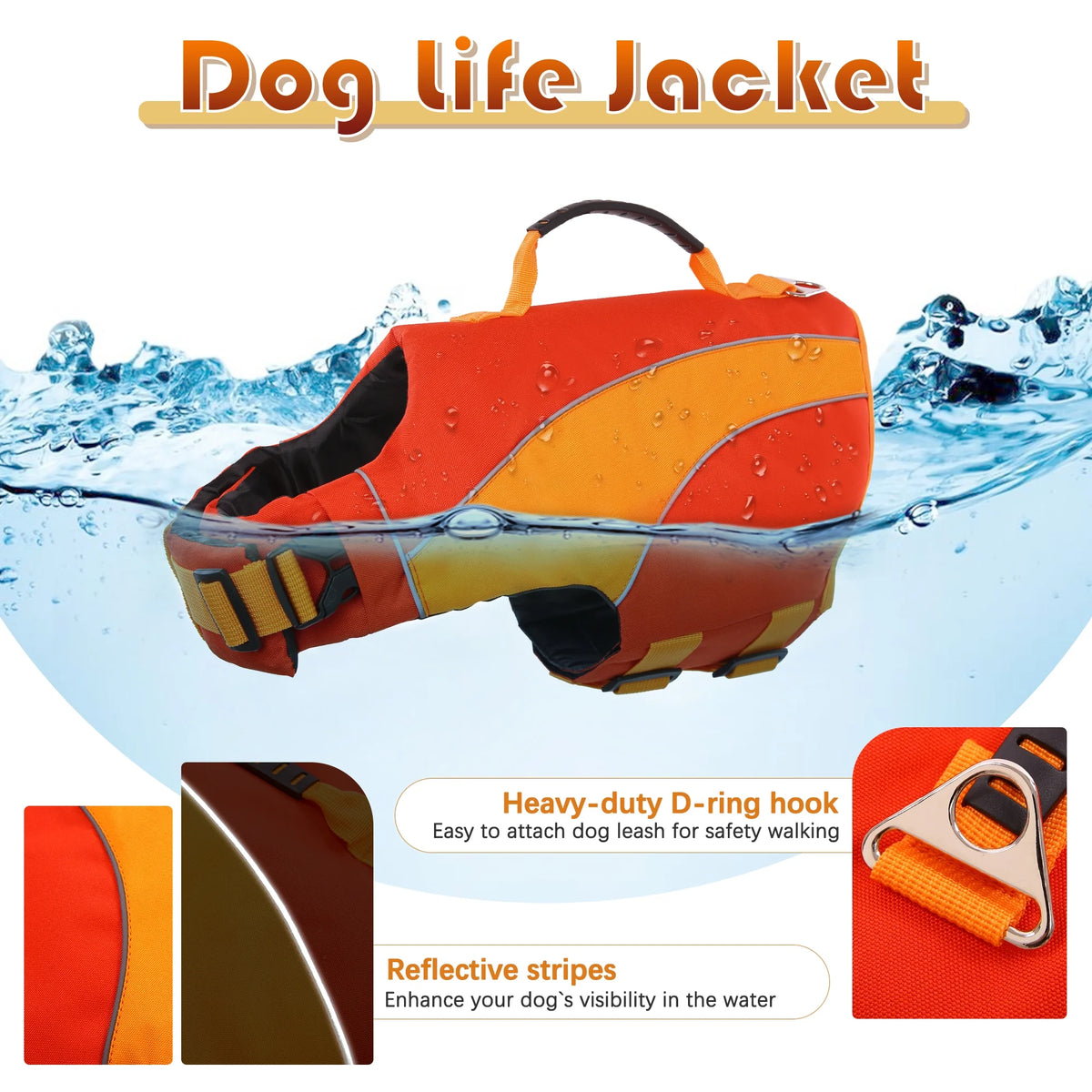 Dog Life Jacket with Reflective Stripes J868