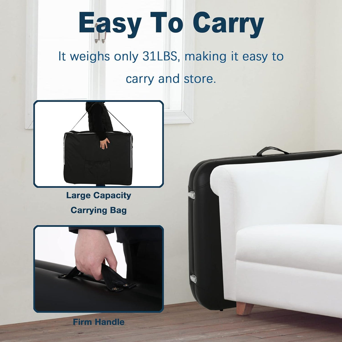 Portable 84 Inch 2 Folding Lightweight Massage Table with Carry Case M48918