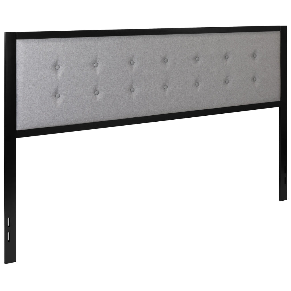 Light Gray Fabric Upholstered King Size Headboard D515