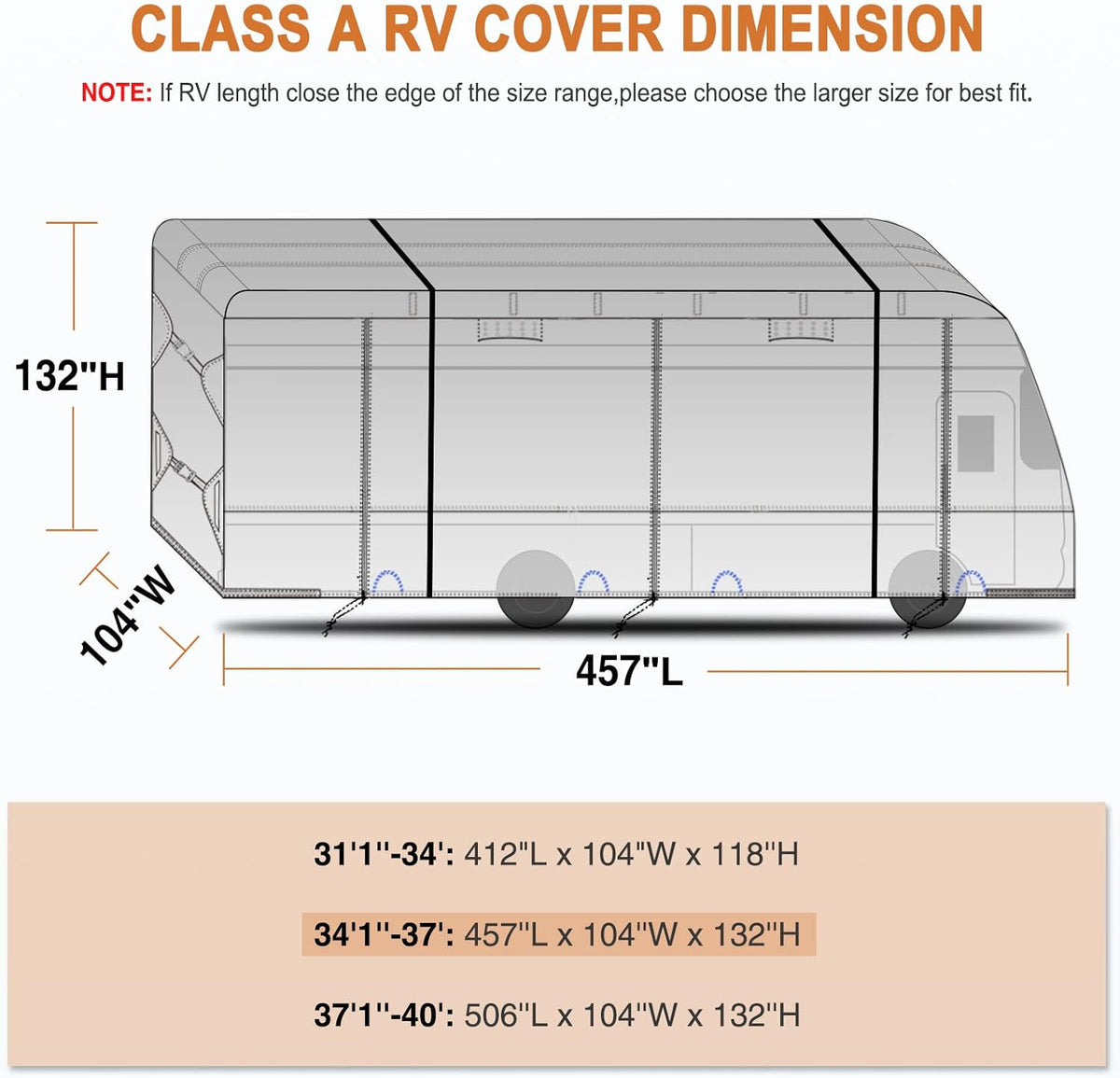 RV Cover Heavy Duty Camper Cover Anti-UV Rip-Stop Breathable E74405