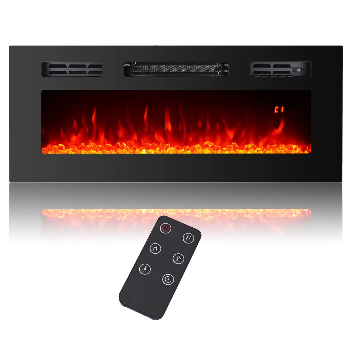 36" Electric Fireplace Insert Stove Heater with Remote Control O6949