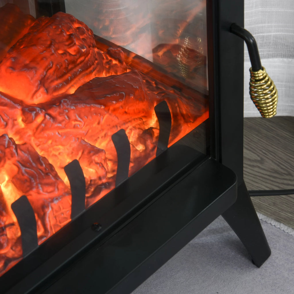 23" Electric Fireplace Heater with LED Flames and Logs, 750W/1500W, Black C6867
