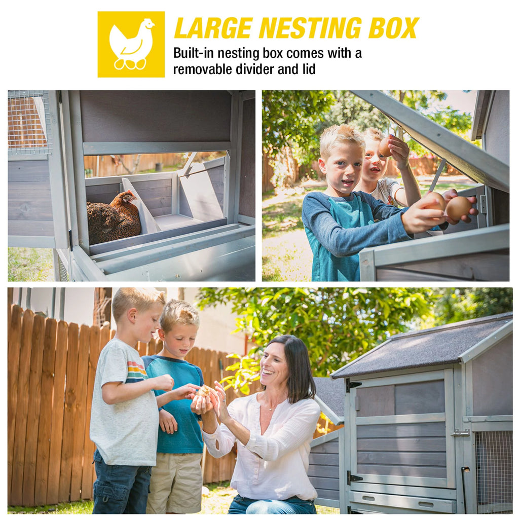 81" Wooden Chicken Coop with Wheels Z86116