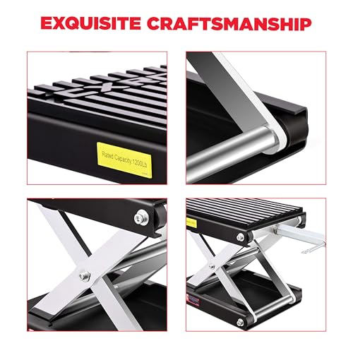 1200 LBS Steel Motorcycle Scissor Jack with Ratchet Wrench T107236