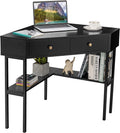 Corner Desk with 2 Drawers, Storage Shelves & Steel Frame D320531