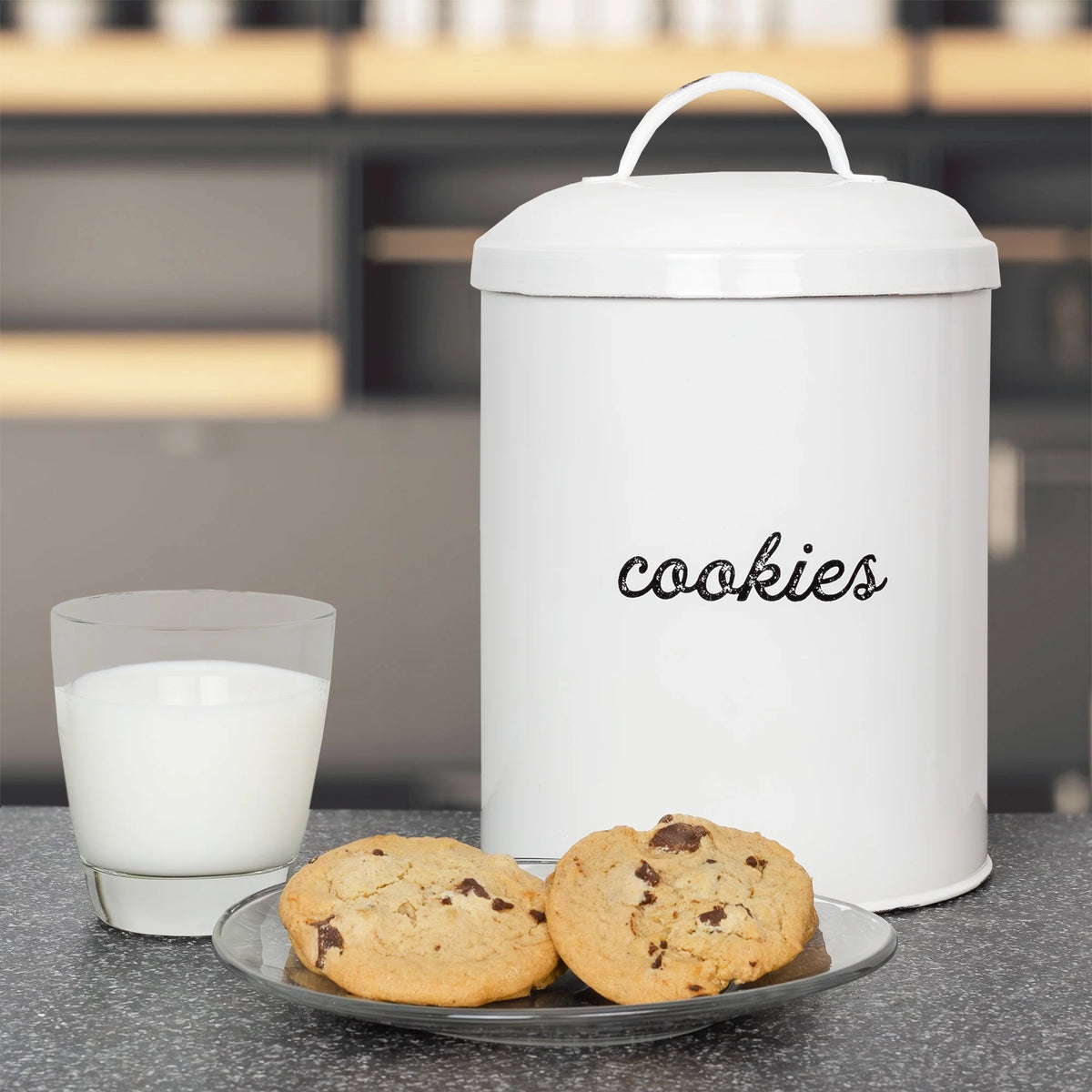 White Enamelware Cookie Jar H80144