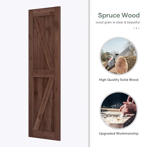 36x84 inch Sliding Barn Wood Door Slab with Hardware Kit and Handle, Coffee F919