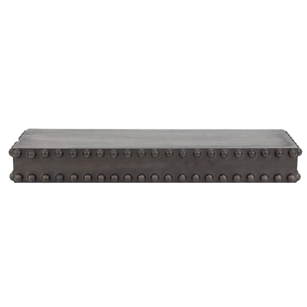 Black Rustic Beaded Wood Floating Wall Shelf C8759