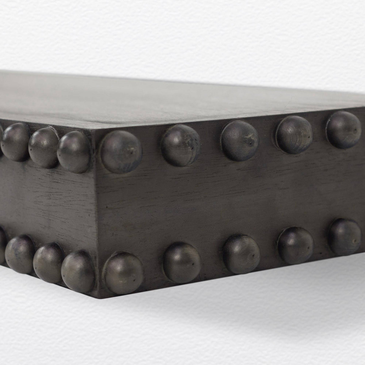 Black Rustic Beaded Wood Floating Wall Shelf C8759