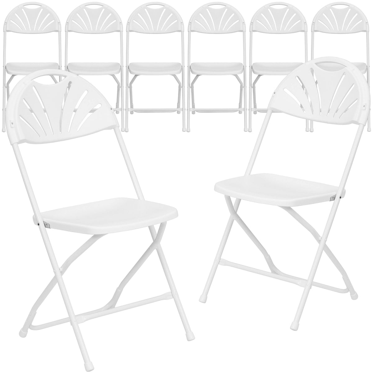 Black Plastic Fan Back Folding Chair M693