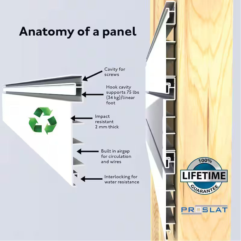 PVC Slat Wall Panel Set White 4 Panel Pack G452