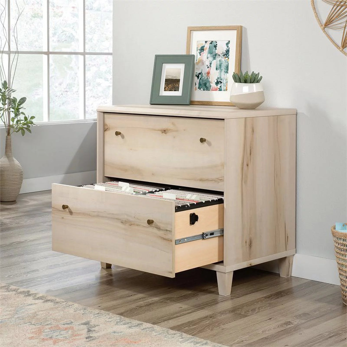 Contemporary Engineered Wood Lateral File Cabinet in Maple K401