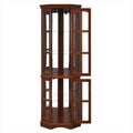 Lighted Corner Curio Cabinet with 4 Adjustable Shelves, Mirrored Back Panel, 4 Tempered Doors, 23.75"×11.75"×70", Cherry A907252