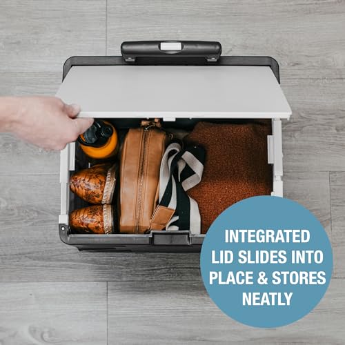 35L Black/Cream Collapsible Wheeled Crate with Lid H15916