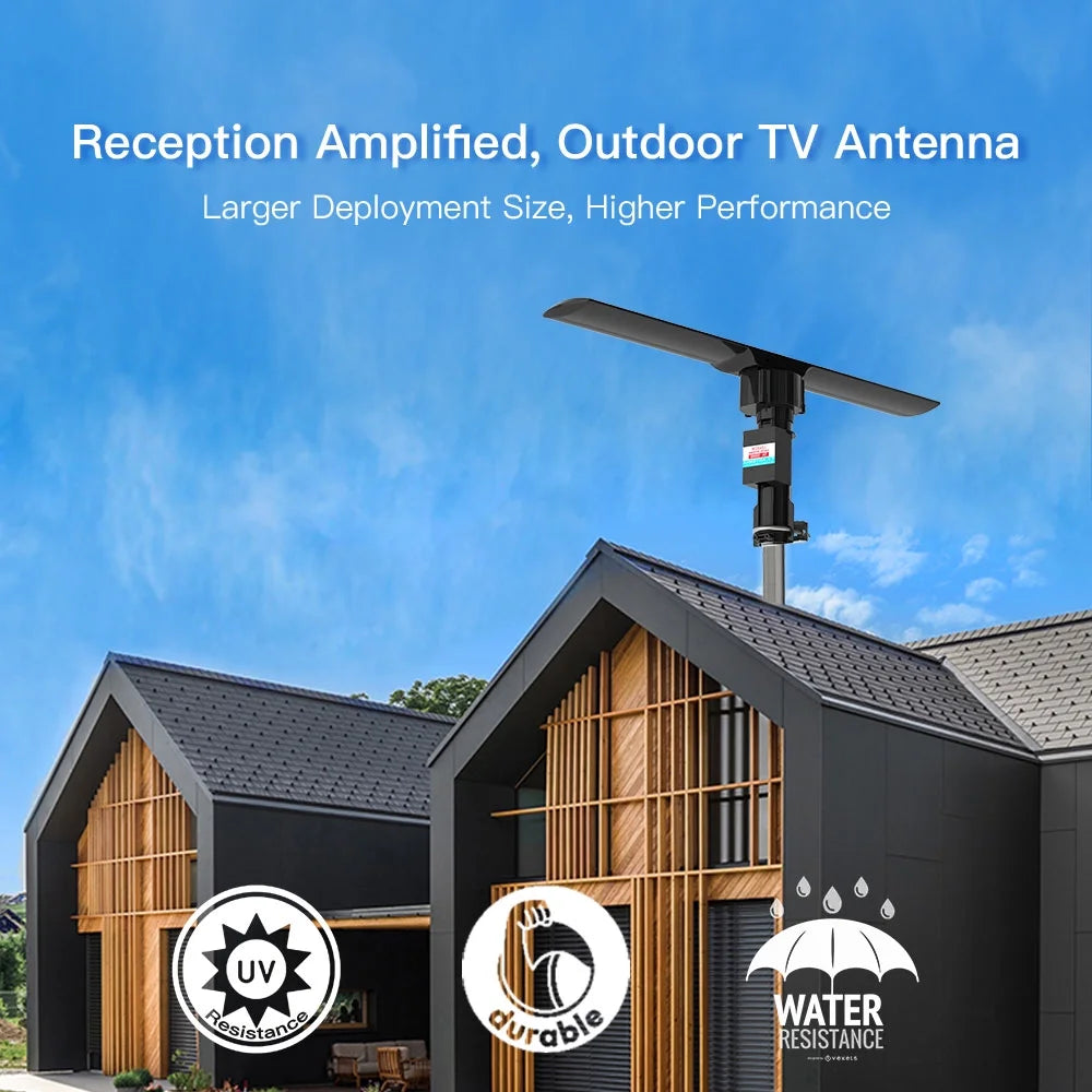 360° Rotation Dual-band Digital Antenna 40-860MHz 20±3dB Black Q76463