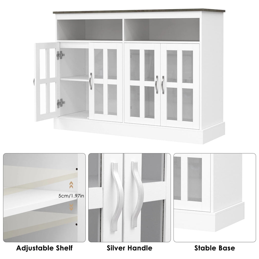 White Sideboard with Glass Doors Y341