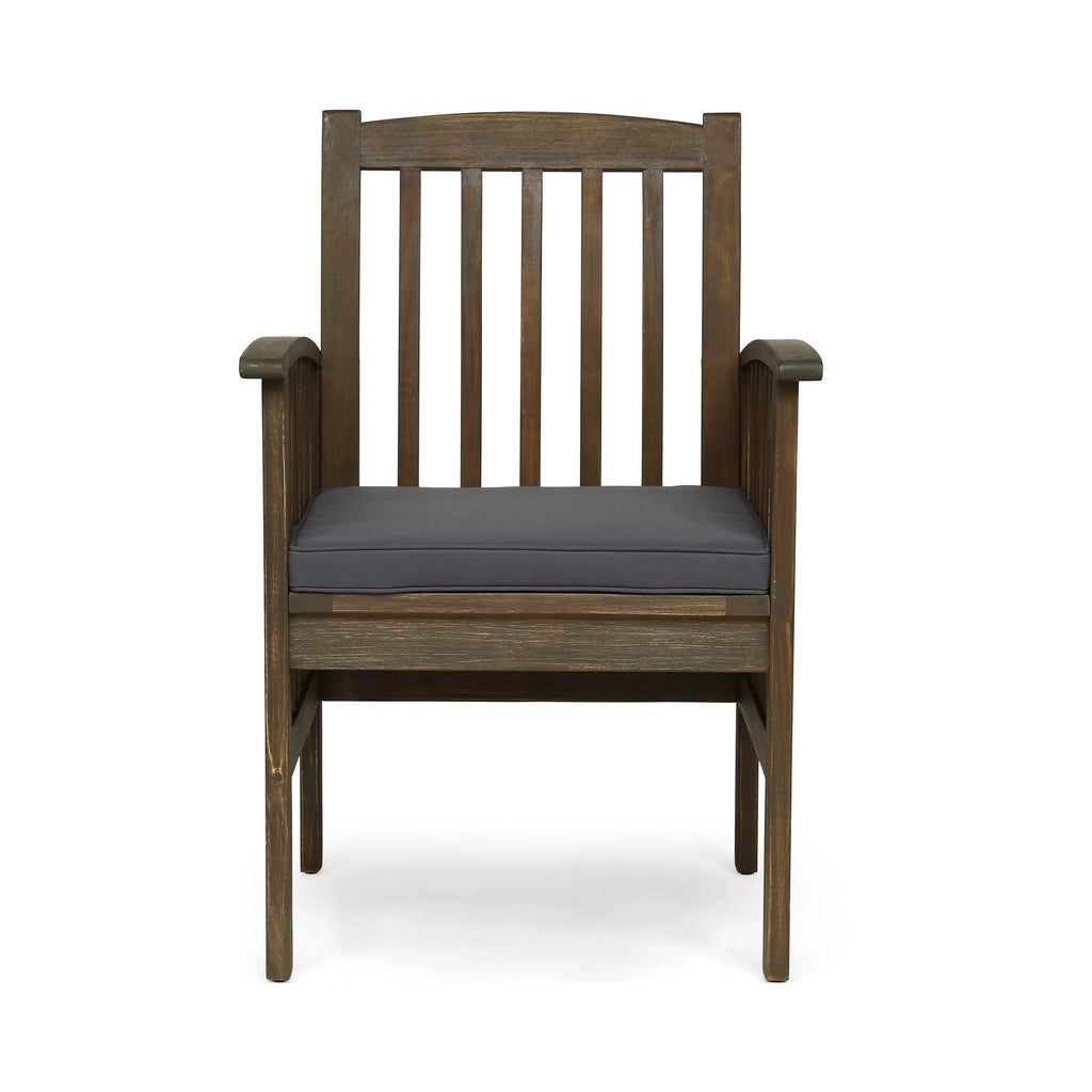 Acacia Wood Outdoor Dining Chairs with Cushion, Set of 2 Q551337