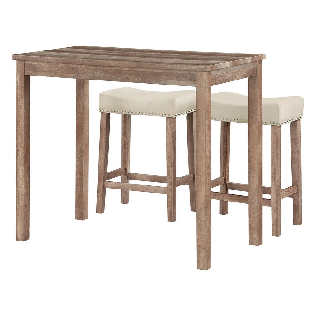 3PC Counter Height Dining Set in Engineered Wood Natural Brown G83335