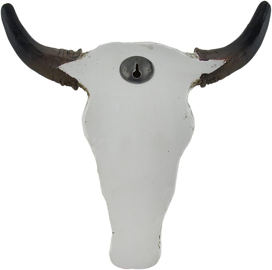 Carved White Bull Skull Wall Hanging Pack of 2 K67499