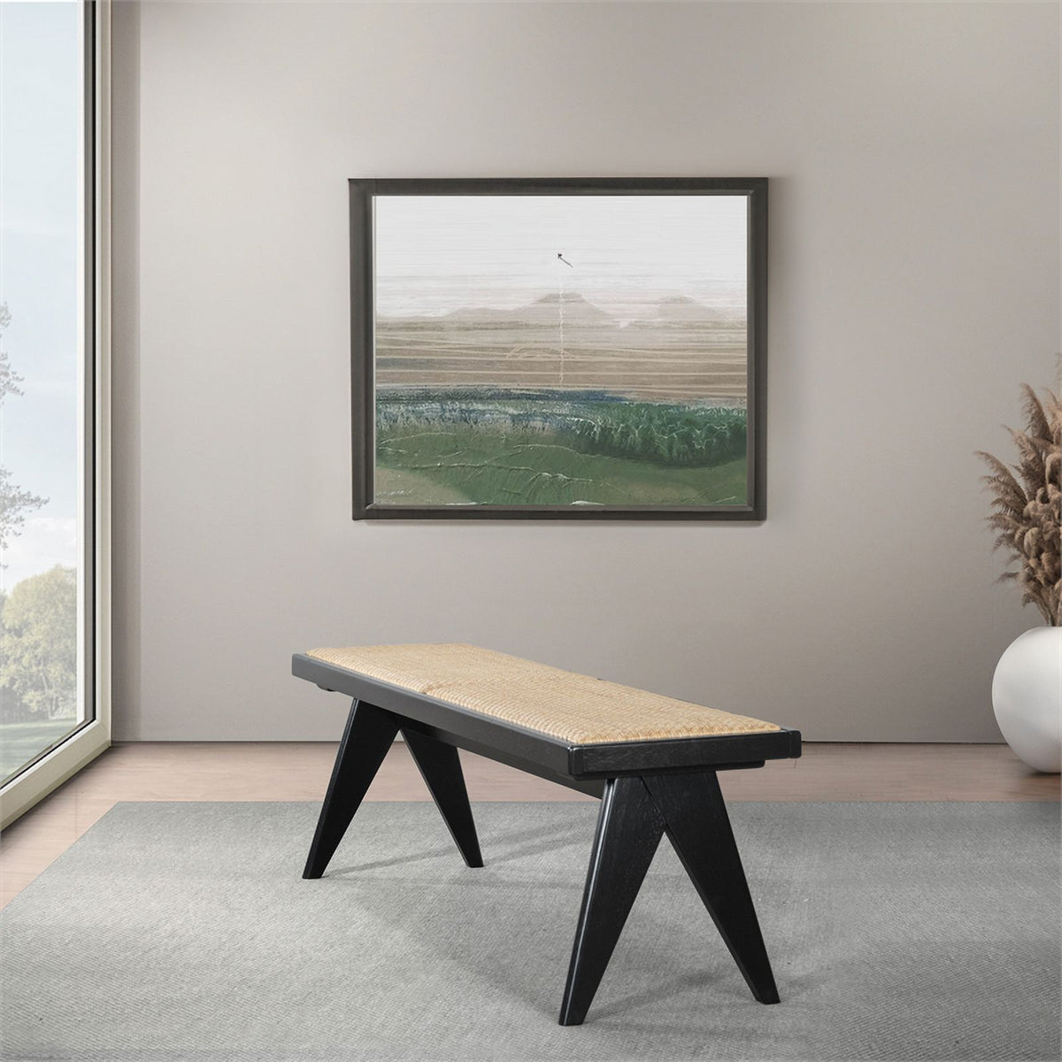 Camel Natural Rattan Dining Bench G78384