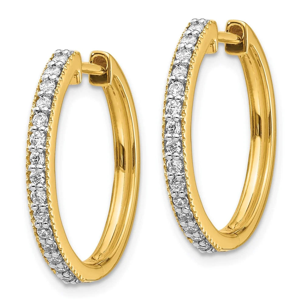 14kt Yellow Gold Diamond Hinged Hoop Earrings W214160