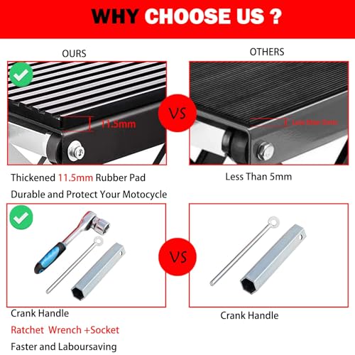 1200 LBS Steel Motorcycle Scissor Jack with Ratchet Wrench T107236