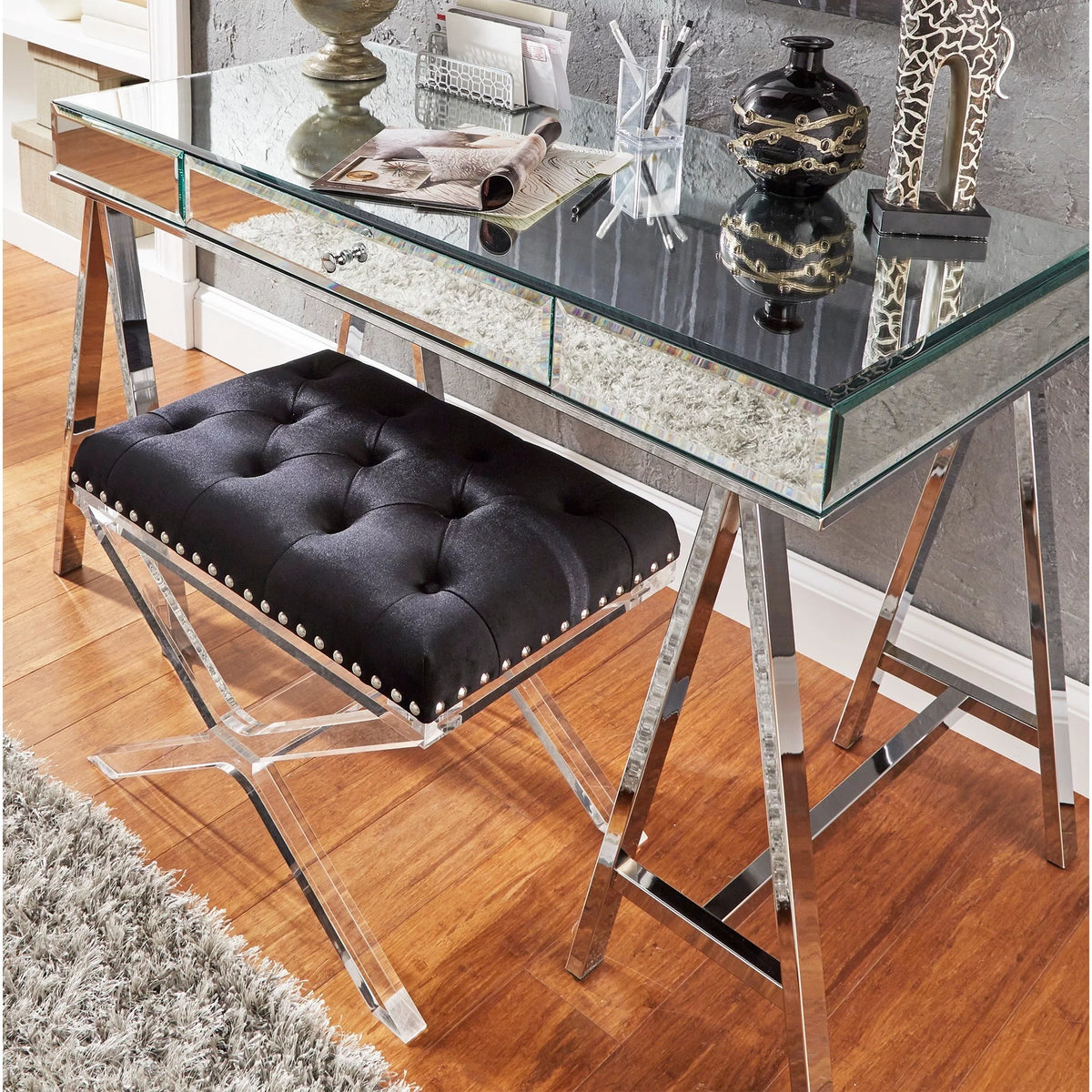 Chrome Mirror Writing Desk K224713