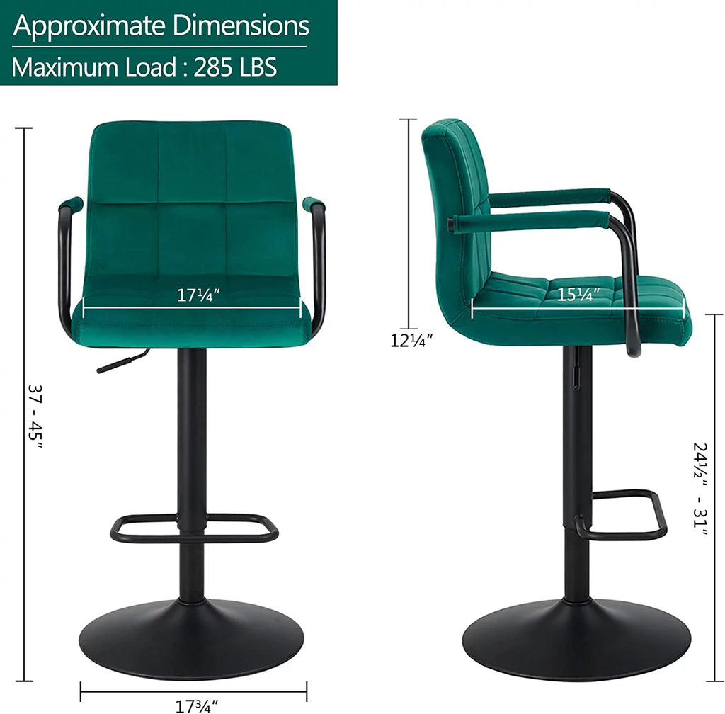 Adjustable Swivel Bar Stools Set of 2 with Back and Arms G601