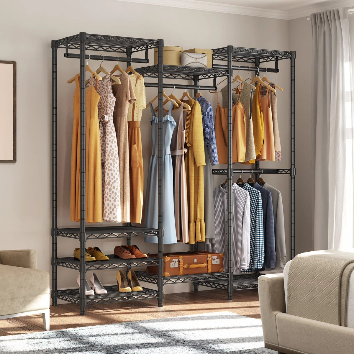 Portable Closet Wardrobe Heavy Duty Metal Clothing Rack H7419
