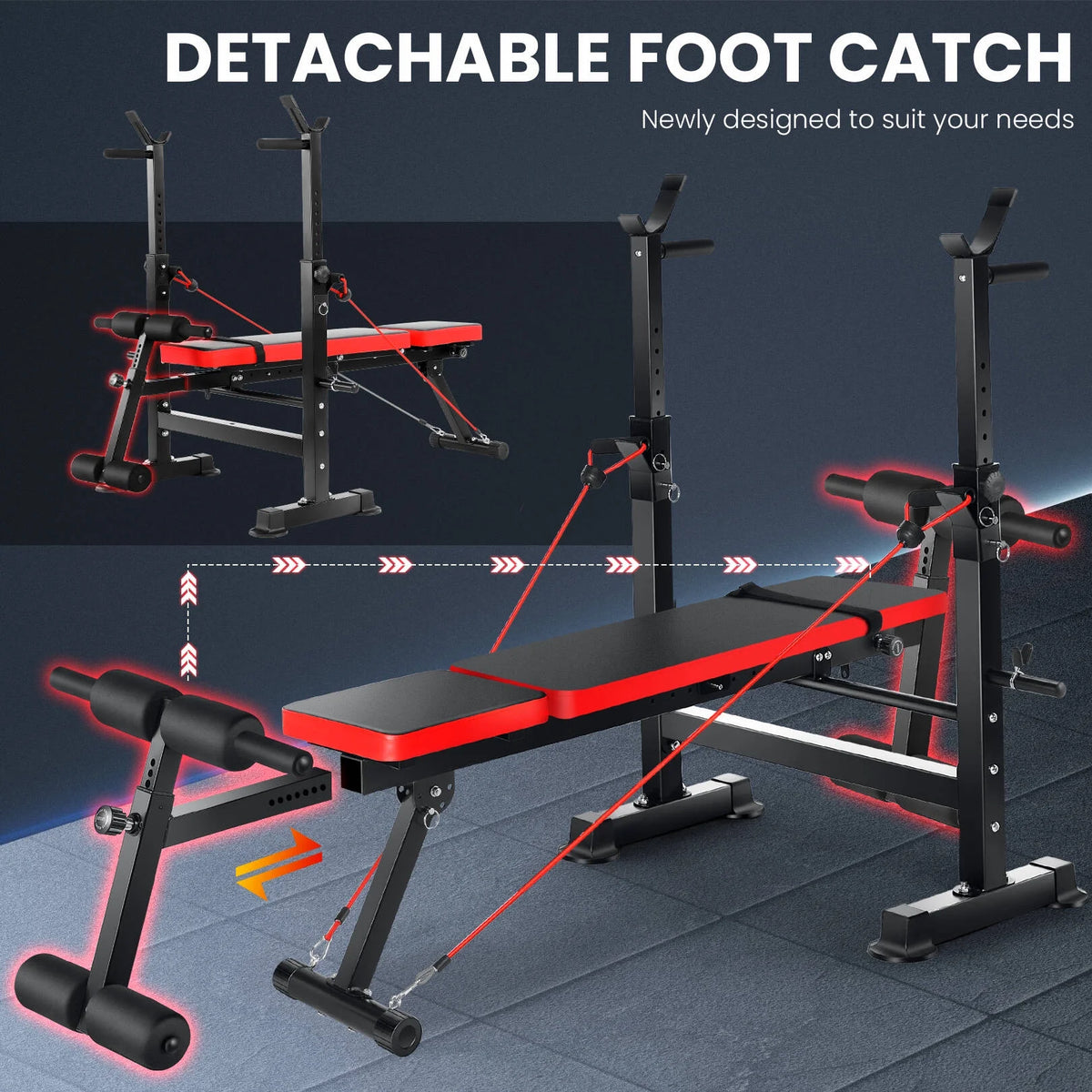 Adjustable Weight Bench Set with Barbell Rack Y1433