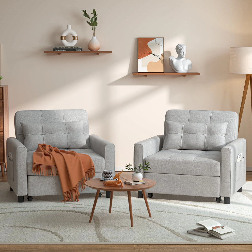 Light Gray Convertible Sofa Bed J958