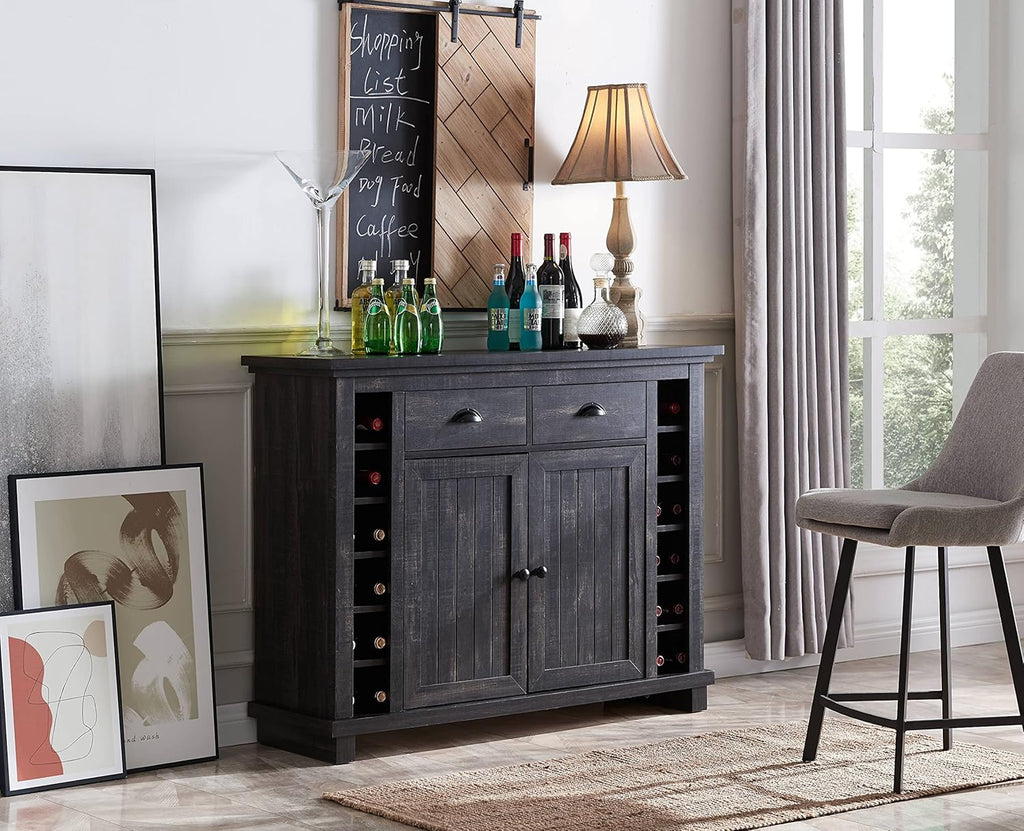 White Bar Cabinet with Stem Glass Placement K402