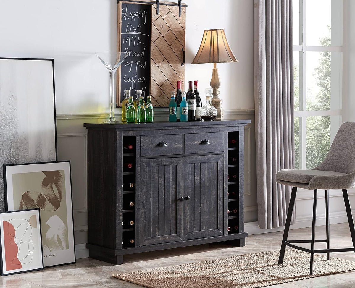 White Bar Cabinet with Stem Glass Placement K402