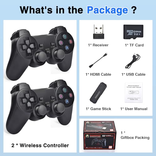 Classic Retro Gaming Console with 41 Emulators 4K HD 2.4G Wireless Controllers 64GB Z483