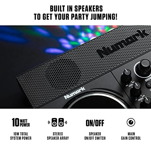 DJ Controller Bundle with Party Lights, 2 Decks, DJ Mixer, Audio Interface and DJ Headphones Q9070