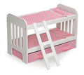 Doll Bunk Bed with Ladder and Two Storage Baskets - Pink W748