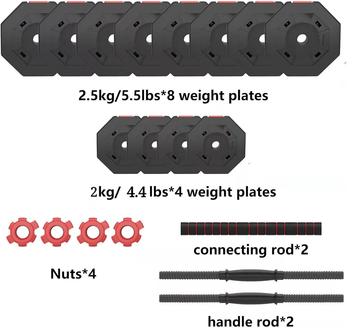 Adjustable Dumbbells with Connecting Rod, Pack of 2 C1996