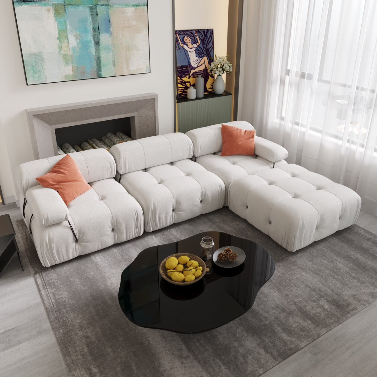 Beige Teddy Sectional Sofa X780