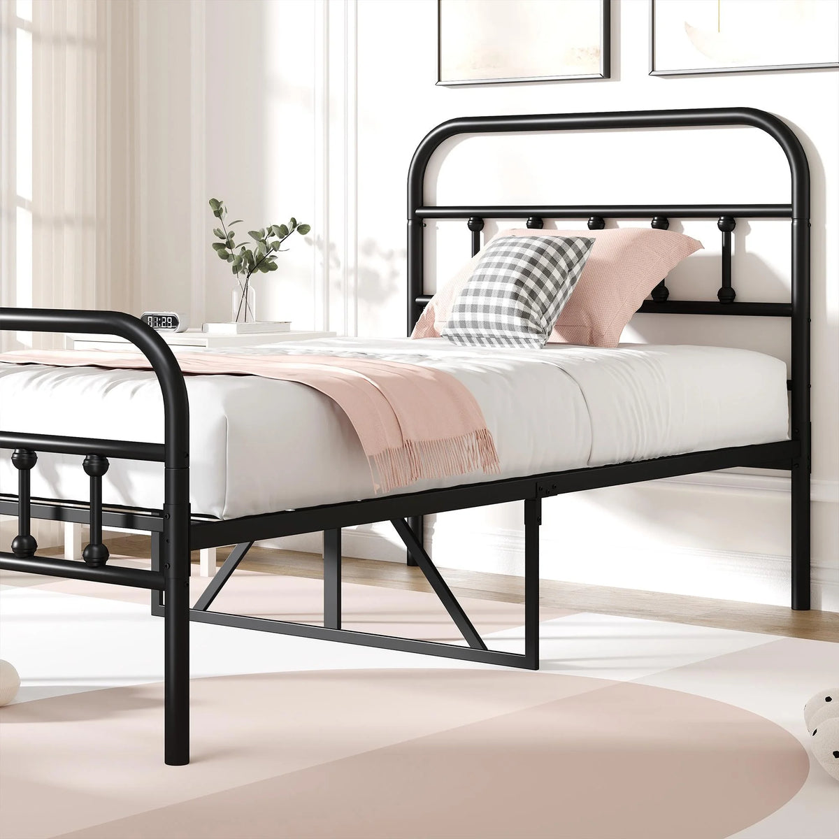 Full Size Metal Platform Bed Frame with Headboard I5769