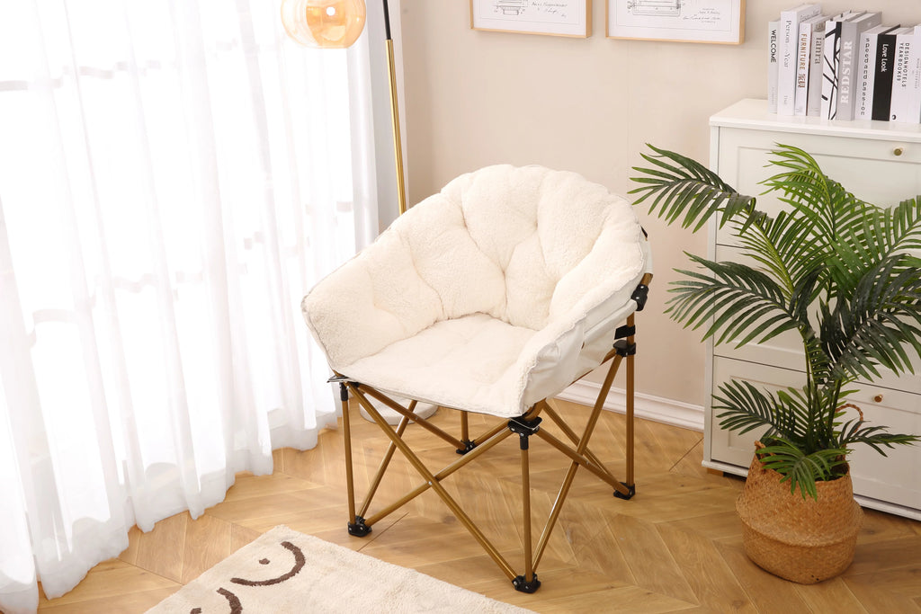 Soft Faux Fur Oversized Folding Saucer Chair P90262