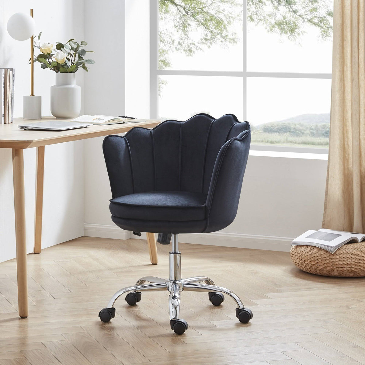 Blue Velvet Swivel Desk Chair H7132