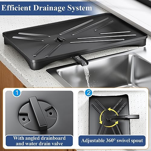 White Large Dish Rack with Drainboard and Utensil Holder B390561