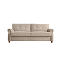 Beige Linen Fabric Upholstery Storage Sofa with Tufted Cushions V26763