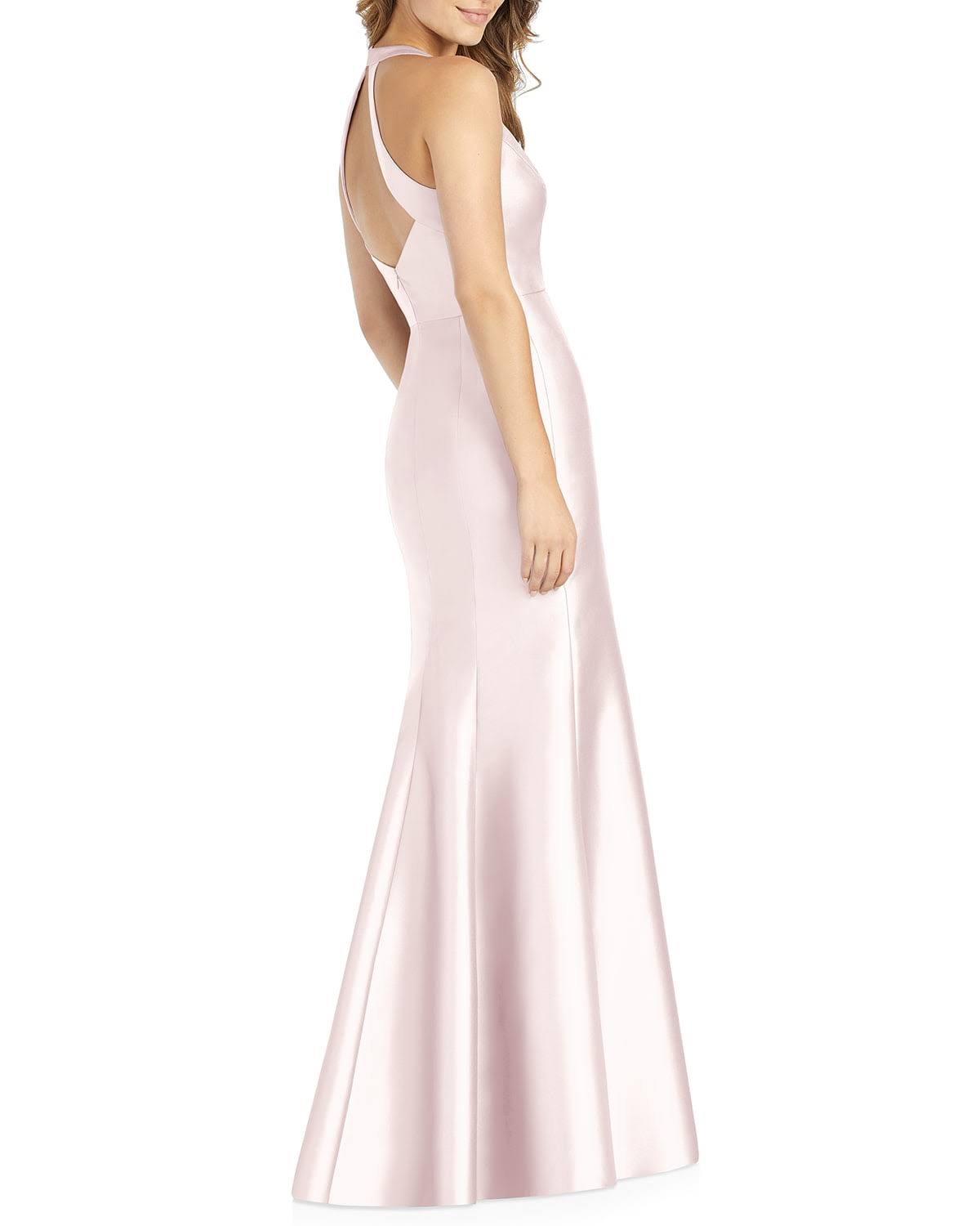 Satin Halter Gown - Blush Pink - Size 14 W7423