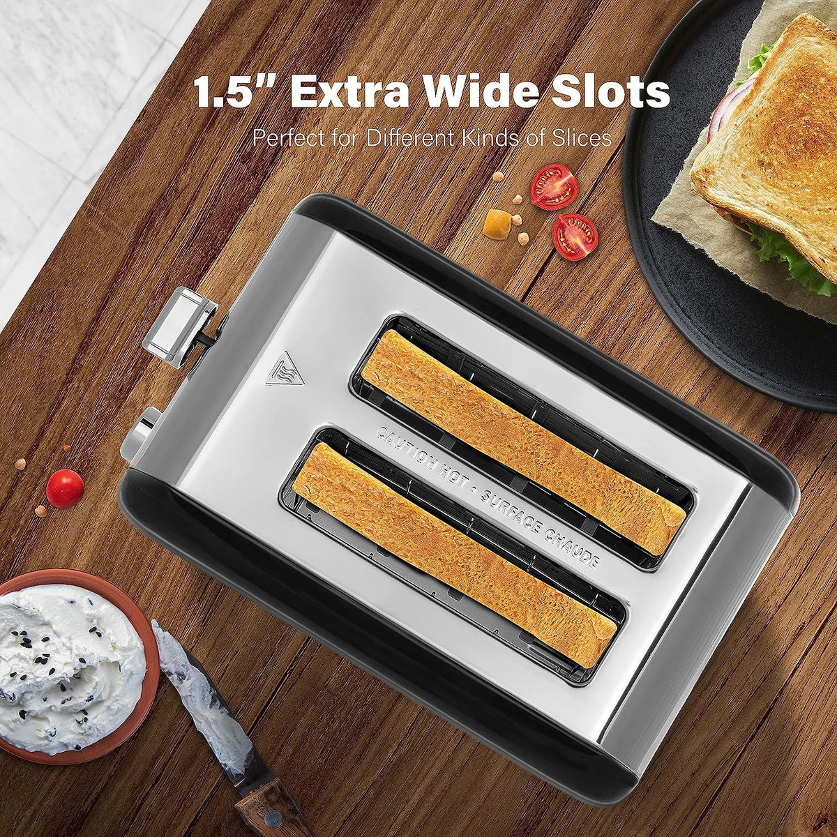 2-Slice Toaster with 1.5 inch Wide Slot, Black E197